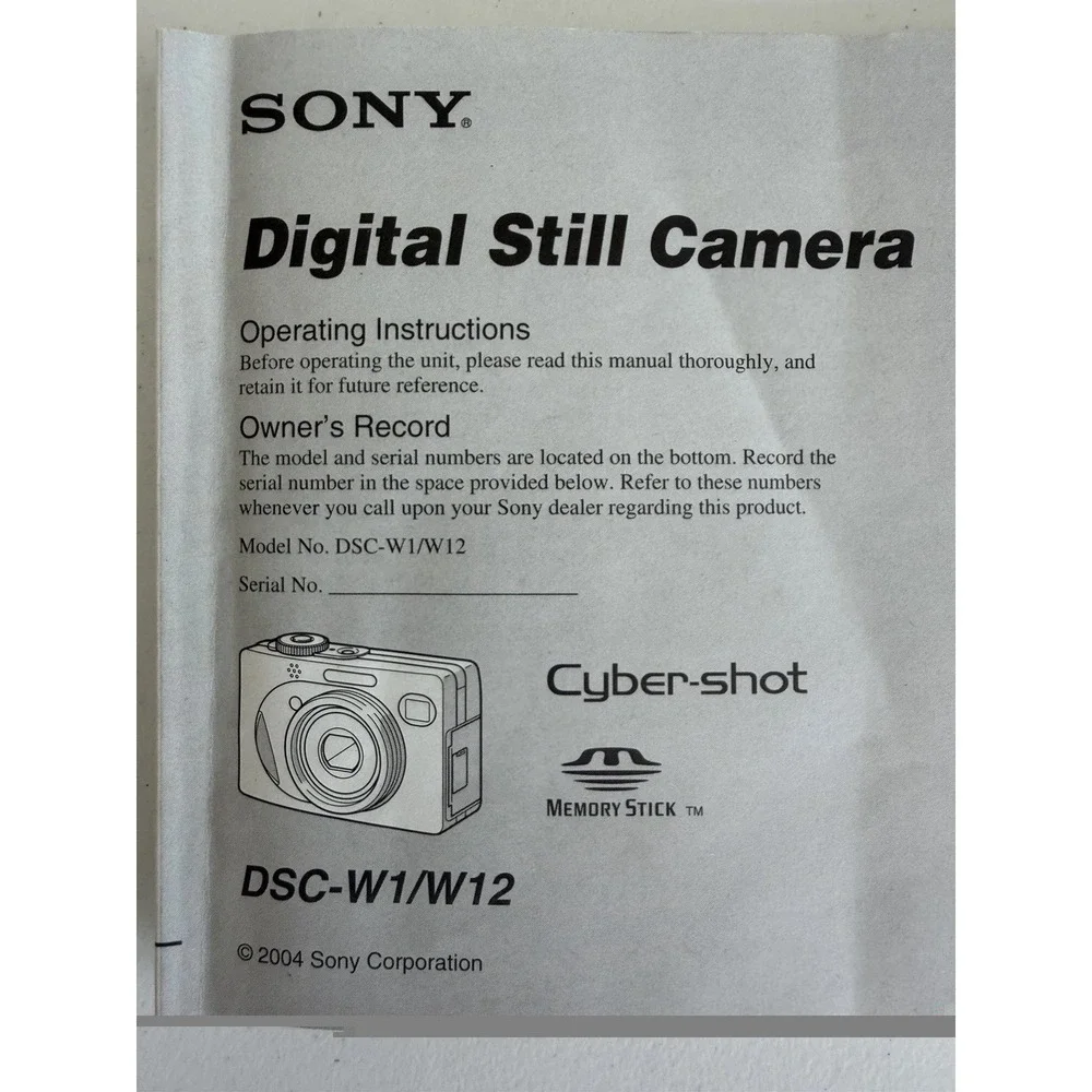 Sony Cyber Shot BC-CS2A Battery Charger for DSC-W1/DSC-W12 USB A/V Cables Manual